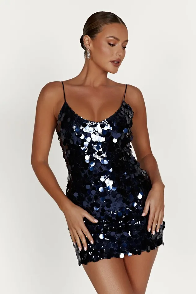 Women Romilly Sequin Mini Dress 8211 Midnight Navy Midnightnavy Meshki Mini Dresses