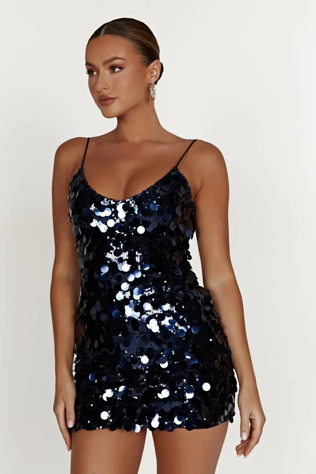Women Romilly Sequin Mini Dress 8211 Midnight Navy Midnightnavy Meshki Mini Dresses