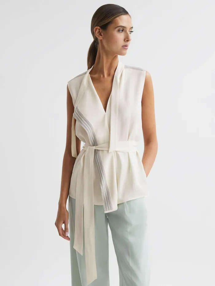 Women Romy Lace VNeck Blouse Ivory Reiss Tops