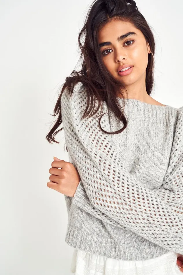 Women Rosie Pullover Sweater Grey LoveShackFancy Sweaters Women Rosie Pullover Sweater Grey LoveShackFancy Sweaters