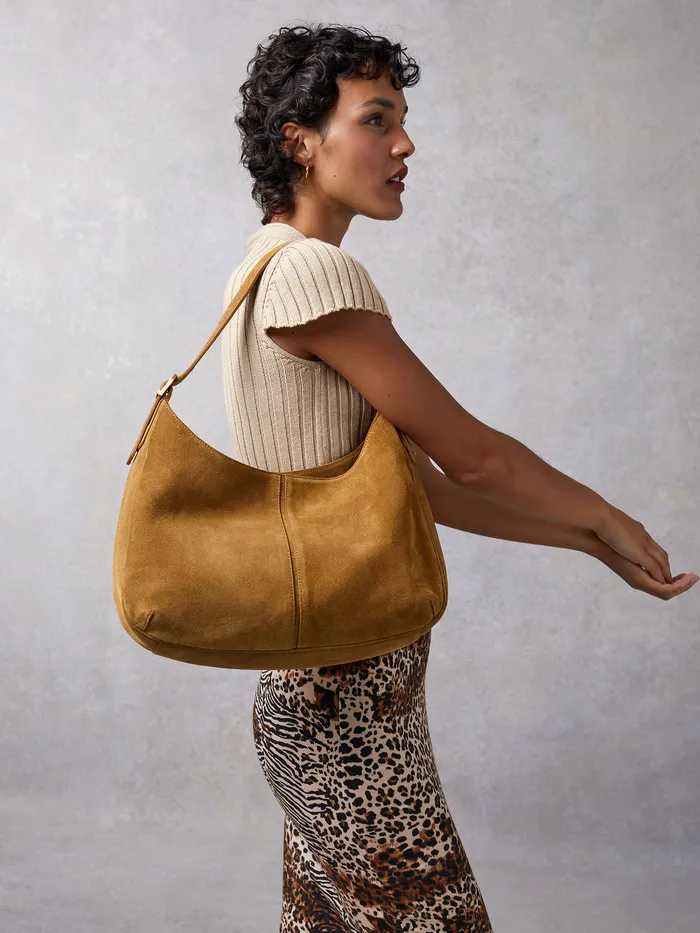 Women Rouje Big Bag Suede Beige Bags and Baskets