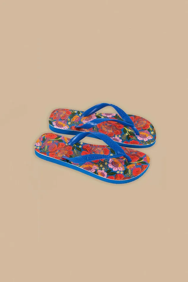 Women Sandals Farm Rio Blue Flowers Garden Havaianas Sandals