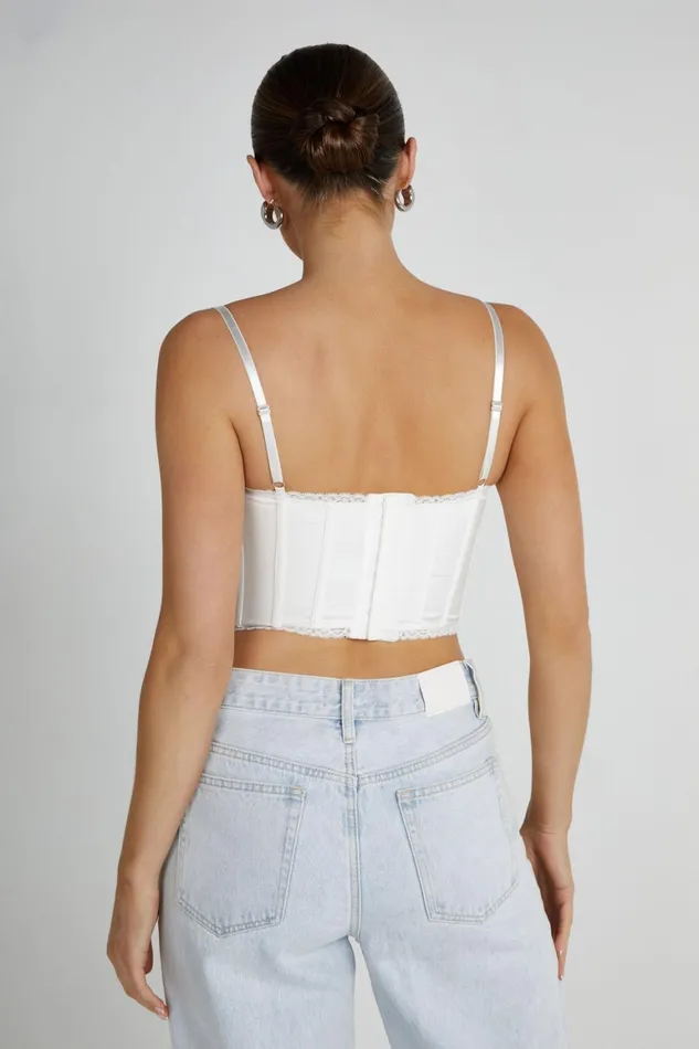 Women Sansa Lace Bustier 8211 White White Meshki Crop Tops