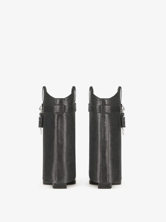 Women Shark Lock Givenchy Shark Lock Cowboy Ankle Boots In Aged Leather Black