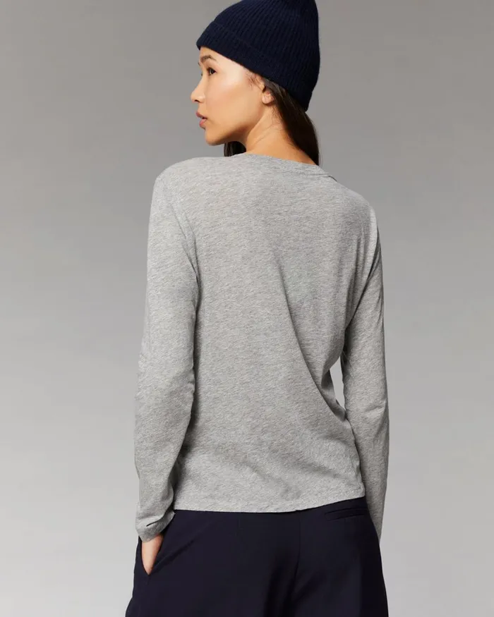 Women Shirts TShirts and Tops From Future Basic Long Sleeve Crewneck TShirt Dark Heather Gray