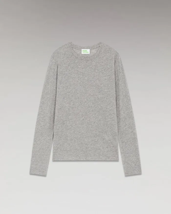 Women Shirts TShirts and Tops From Future Basic Long Sleeve Crewneck TShirt Dark Heather Gray