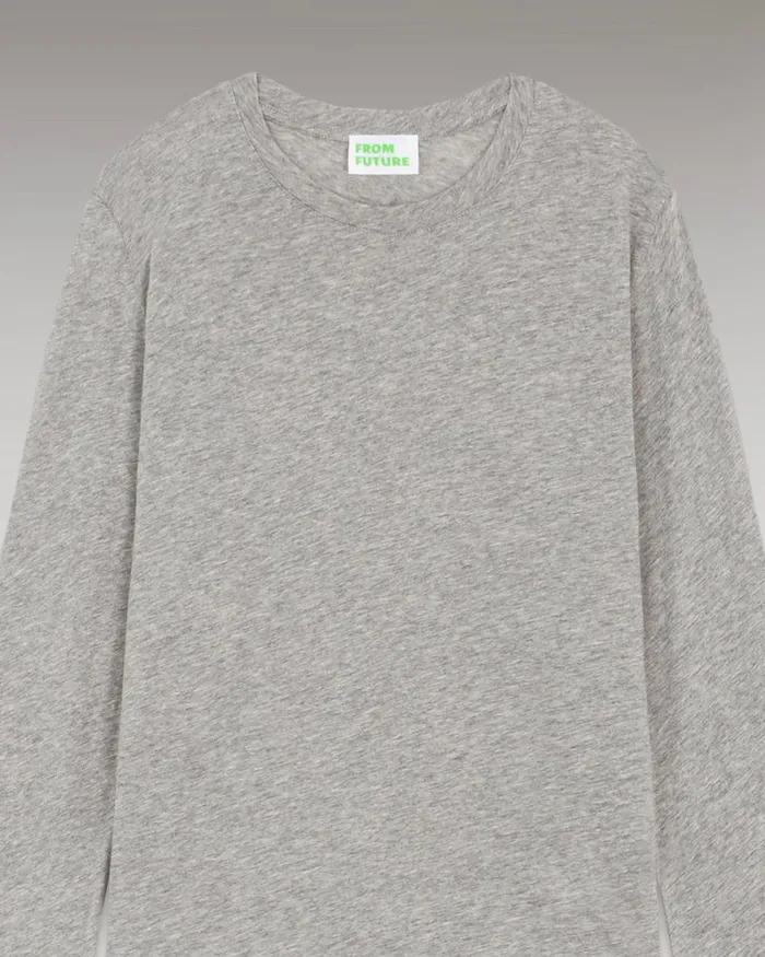 Women Shirts TShirts and Tops From Future Basic Long Sleeve Crewneck TShirt Dark Heather Gray
