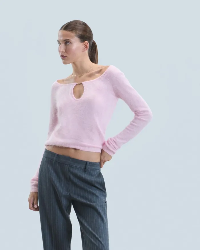 Women Shirts TShirts and Tops From Future Long Sleeve Brushed Cashmere Top Fairy Pink