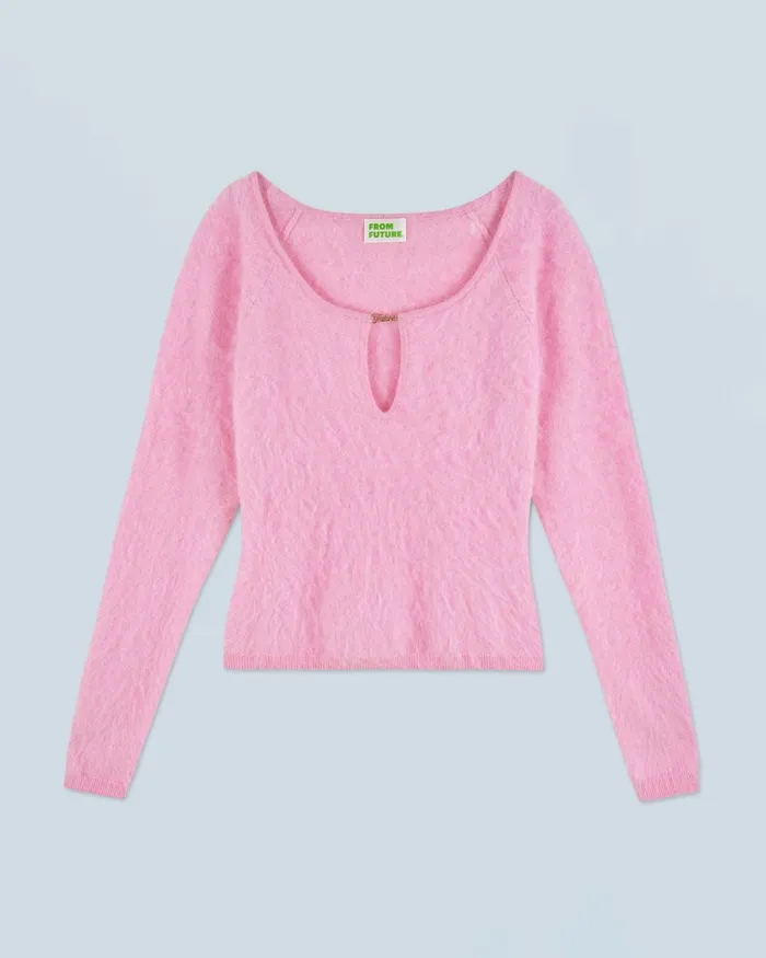 Women Shirts TShirts and Tops From Future Long Sleeve Brushed Cashmere Top Fairy Pink
