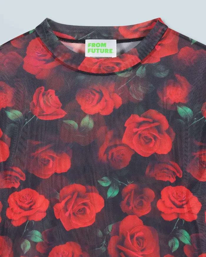 Women Shirts TShirts and Tops From Future Mesh Long Sleeve Top Passionate Rose
