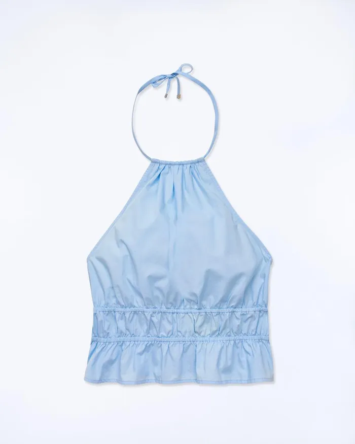 Women Shirts TShirts and Tops From Future Poplin Strap Top Baby Blue