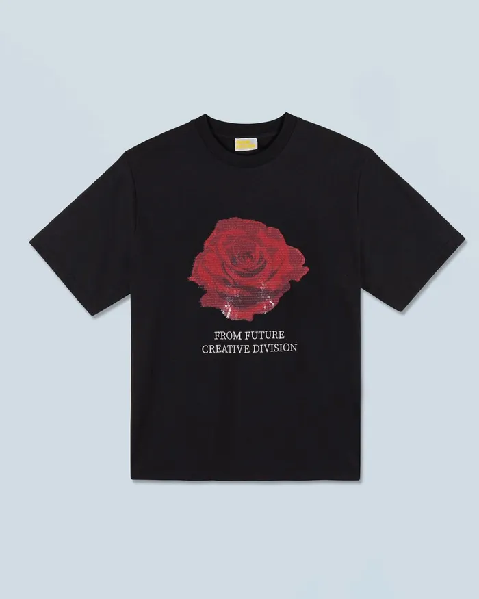 Women Shirts TShirts and Tops From Future Rose Short Sleeves Crewneck TShirt Black