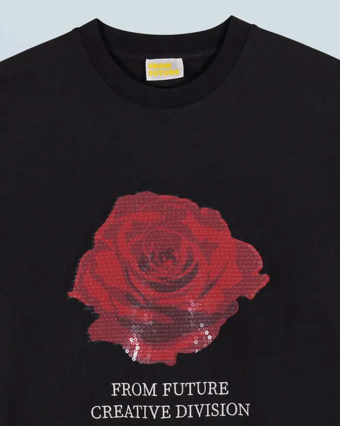 Women Shirts TShirts and Tops From Future Rose Short Sleeves Crewneck TShirt Black