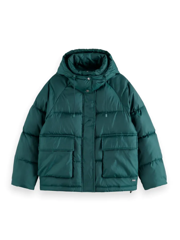 Women SHORT RIPSTOP PUFFER Cypress Green Scotch and Soda Jackets and Coats