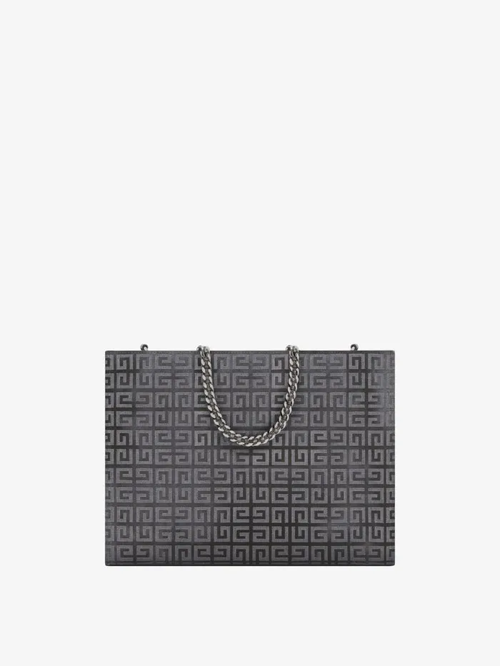Women Shoulder Bags Givenchy Medium GTote Shopping Bag In 4G Canvas With Chain Dark Grey