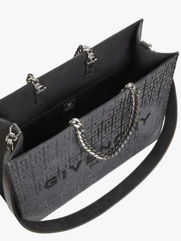 Women Shoulder Bags Givenchy Medium GTote Shopping Bag In 4G Canvas With Chain Dark Grey