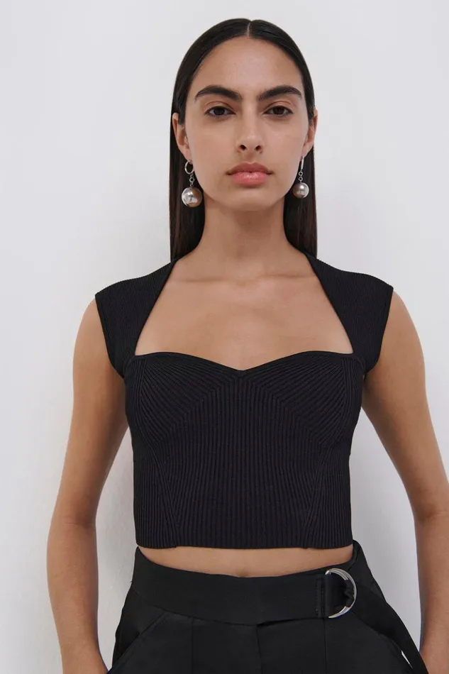 Women Signature Abia Tee Black Jonathan Simkhai Knitwear