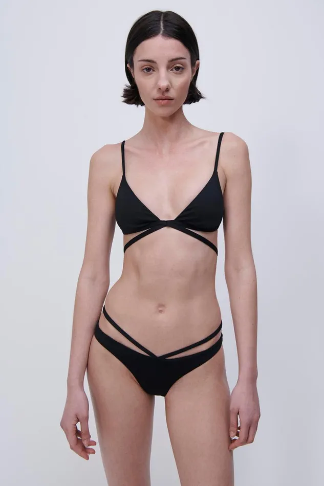 Women Signature Harlen Bikini Top Black Jonathan Simkhai Swimwear