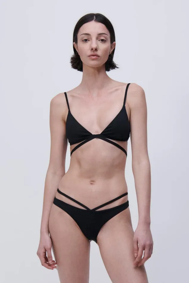 Women Signature Harlen Bikini Top Black Jonathan Simkhai Swimwear