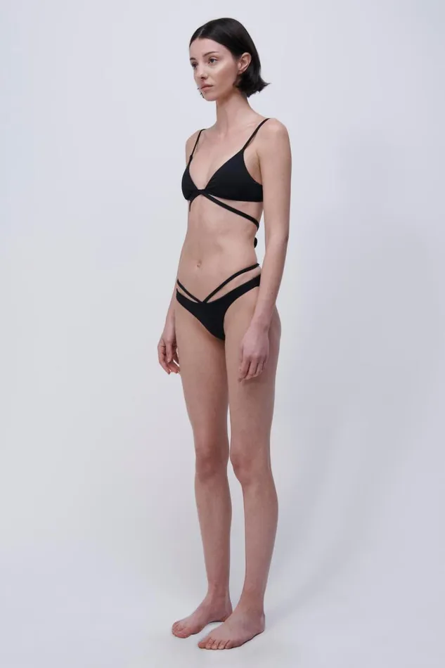 Women Signature Harlen Bikini Top Black Jonathan Simkhai Swimwear