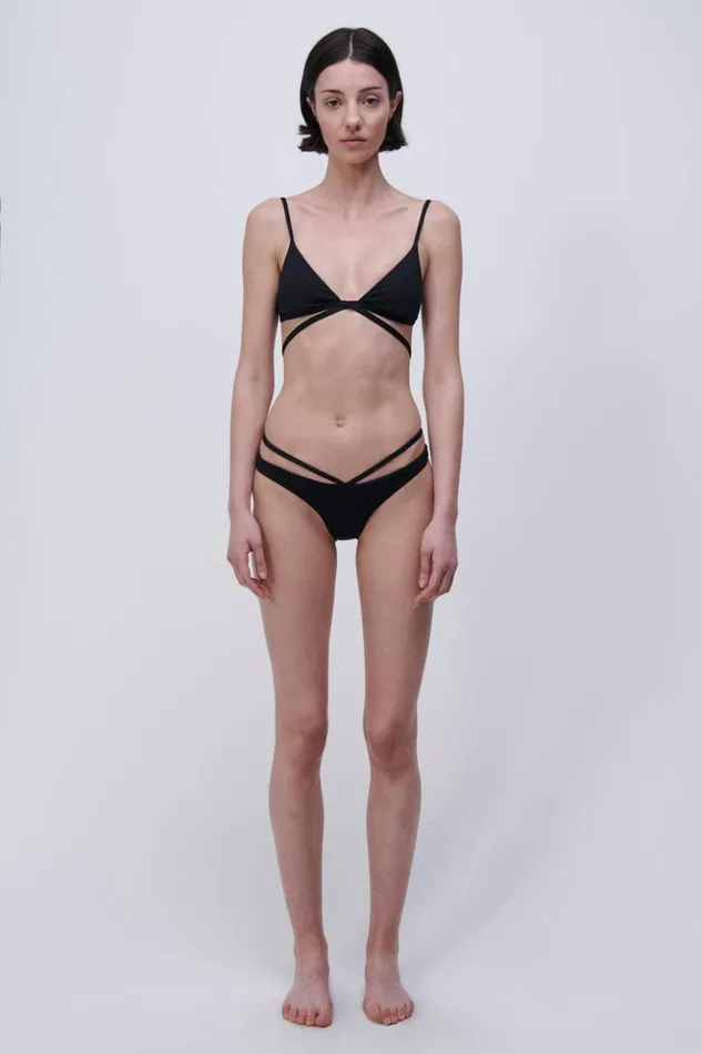 Women Signature Harlen Bikini Top Black Jonathan Simkhai Swimwear