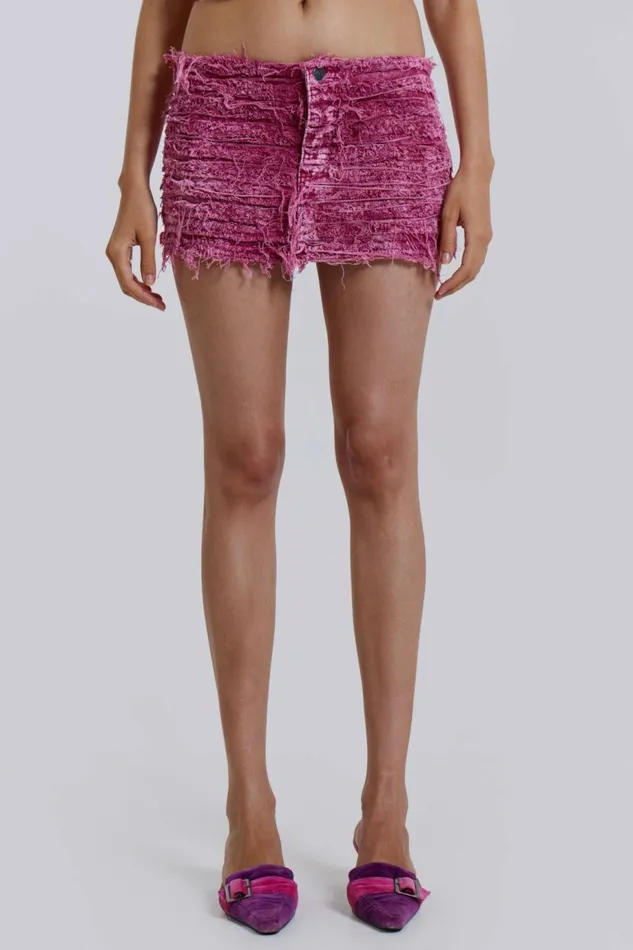 Women Sinner Denim Mini Skirt Pink Jaded London Skirts