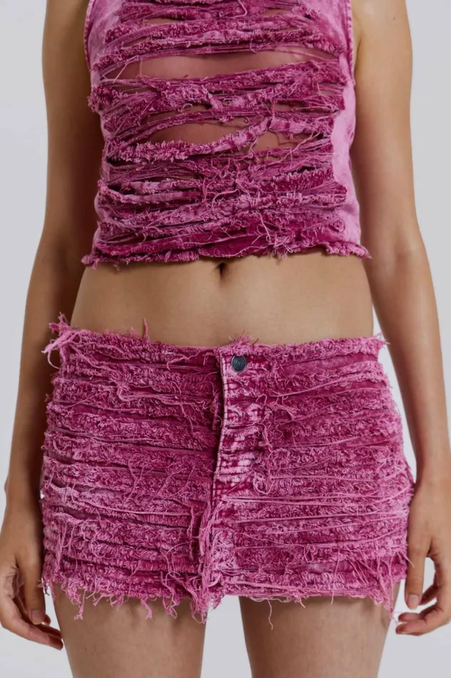 Women Sinner Denim Mini Skirt Pink Jaded London Skirts
