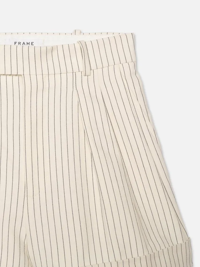Women Skirts and Shorts FRAME Pleated Wide Cuff Short 8212 Cream Multi Women Skirts and Shorts FRAME Pleated Wide Cuff Short 8212 Cream Multi