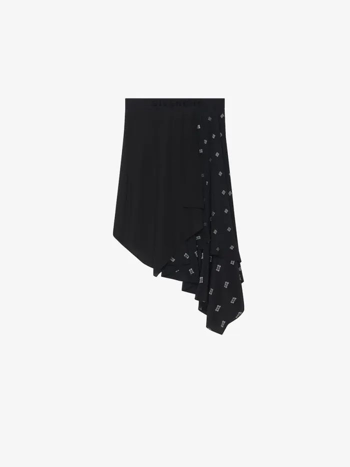 Women Skirts Givenchy Asymetric Skirt In 4G Silk Blacksilvery Women Skirts Givenchy Asymetric Skirt In 4G Silk Blacksilvery