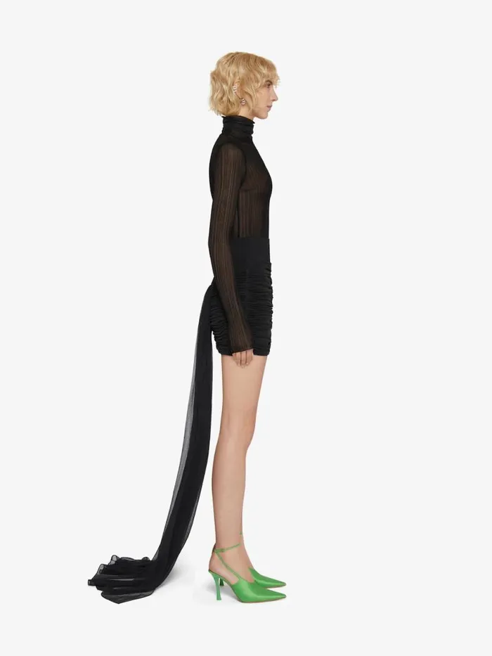 Women Skirts Givenchy Draped Mini Skirt In Crepe With Silk Train Black