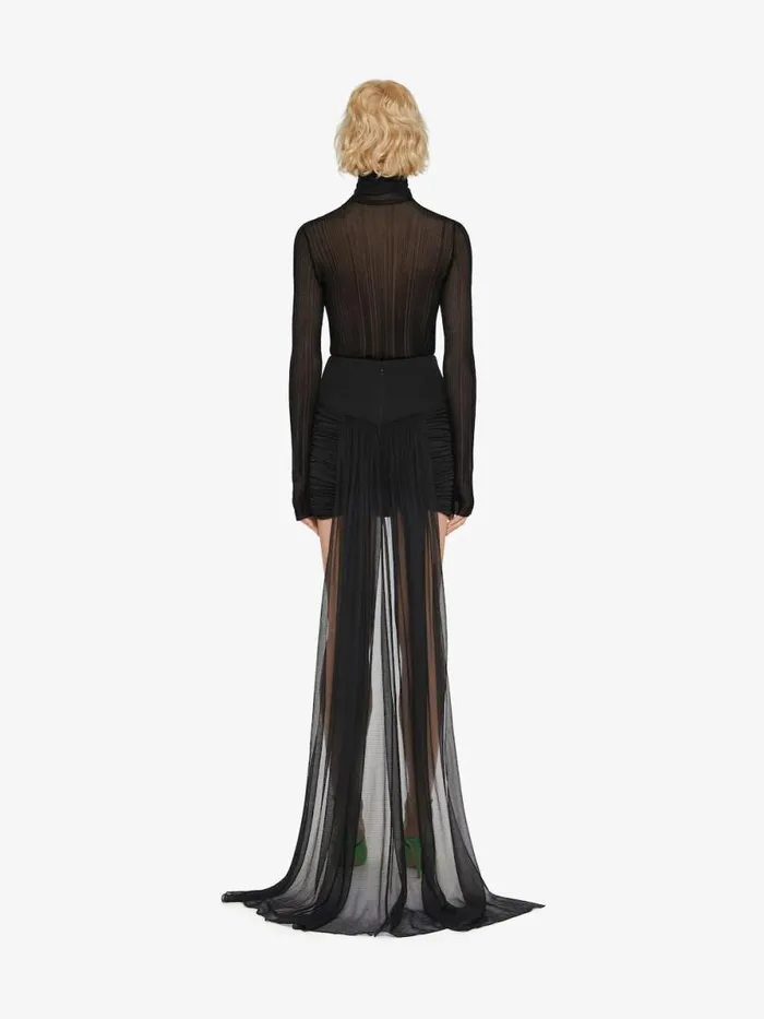 Women Skirts Givenchy Draped Mini Skirt In Crepe With Silk Train Black