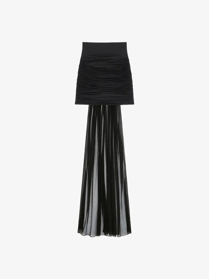 Women Skirts Givenchy Draped Mini Skirt In Crepe With Silk Train Black