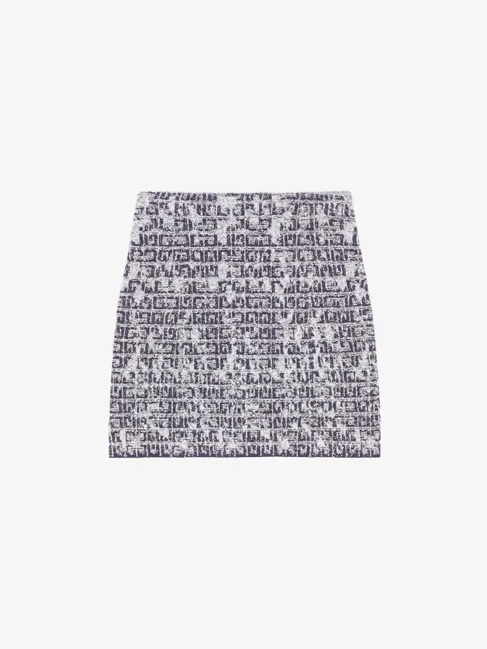 Women Skirts Givenchy Skirt In 4G Tweed With 4G Liquid Detail Navy