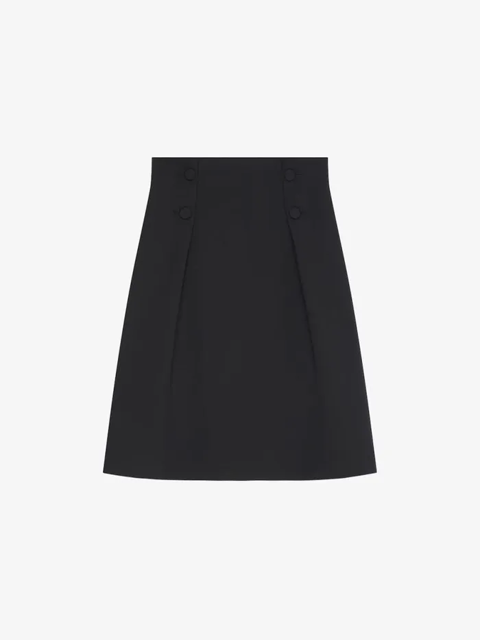 Women Skirts Givenchy Skirt With Buttons In Tricotine Wool Black