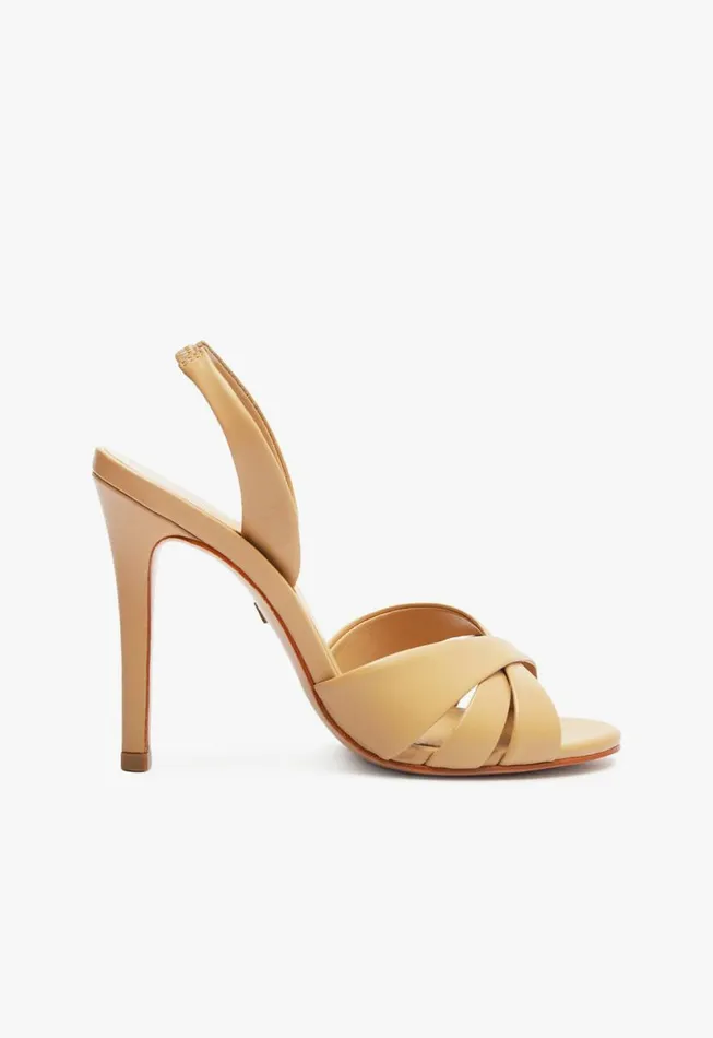 Women Slingbacks Schutz Shoes Keefa Sling Leather Sandal Brown