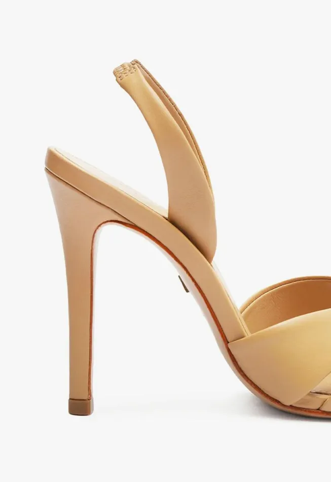 Women Slingbacks Schutz Shoes Keefa Sling Leather Sandal Brown