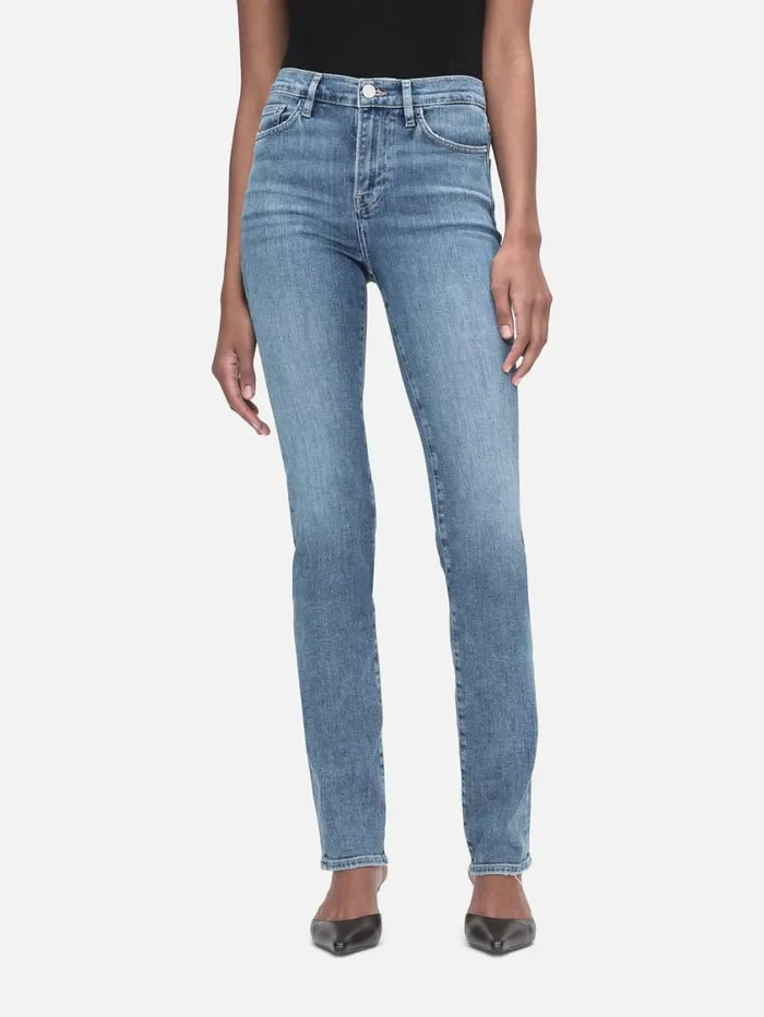 Women Straight FRAME Le High Straight Long 8212 Daphne Blue Women Straight FRAME Le High Straight Long 8212 Daphne Blue