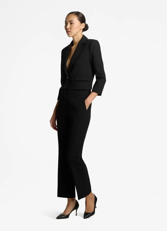Women Stretch Crepe Single Button Jacket Black St John Light Jackets