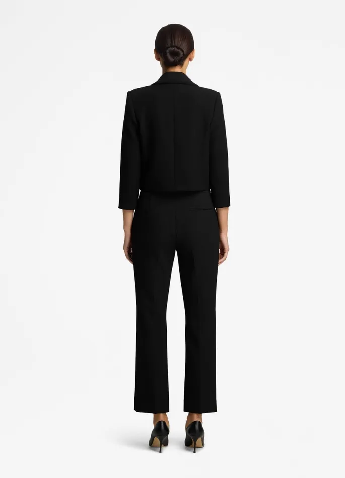Women Stretch Crepe Single Button Jacket Black St John Light Jackets