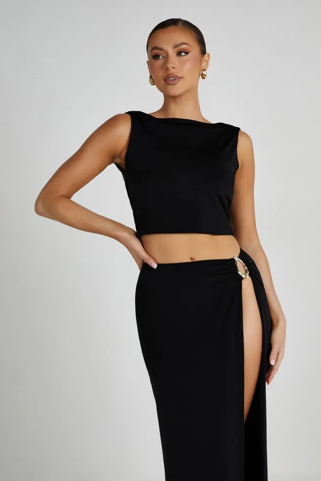 Women Suri Slinky Cowl Back Top 8211 Black Black Meshki Sleeveless Tops