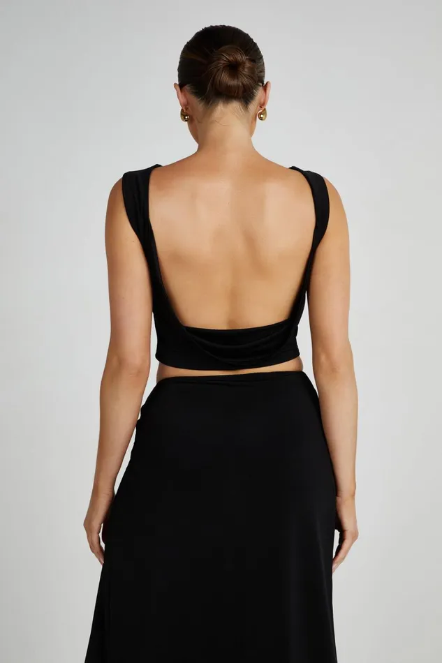 Women Suri Slinky Cowl Back Top 8211 Black Black Meshki Sleeveless Tops