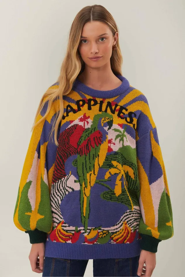 Women Sweaters and Sweatshirts Farm Rio Happiness Sweater