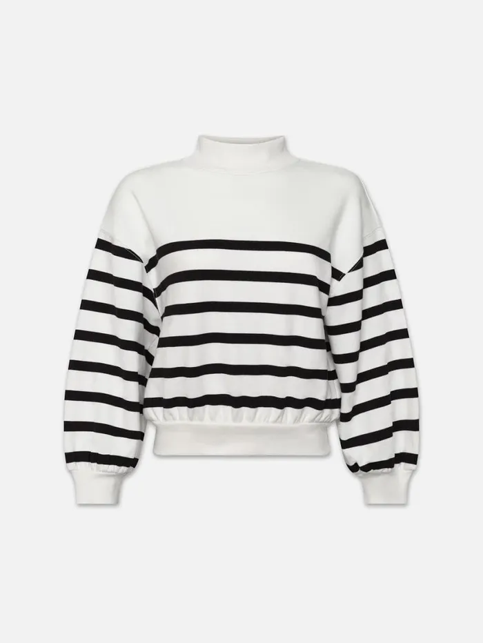 Women Sweaters FRAME Balloon Sleeve Mockneck Sweatshirt 8212 Off White Multi