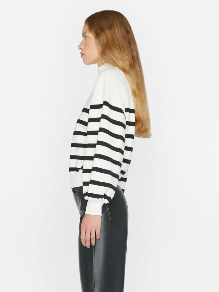 Women Sweaters FRAME Balloon Sleeve Mockneck Sweatshirt 8212 Off White Multi
