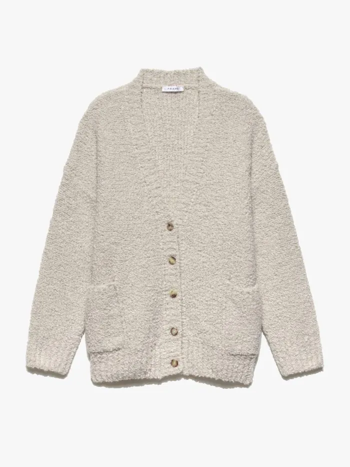 Women Sweaters FRAME Boucle Cardi 8212 Oatmeal Heather