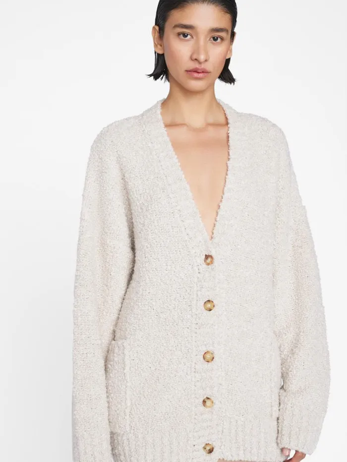 Women Sweaters FRAME Boucle Cardi 8212 Oatmeal Heather Women Sweaters FRAME Boucle Cardi 8212 Oatmeal Heather