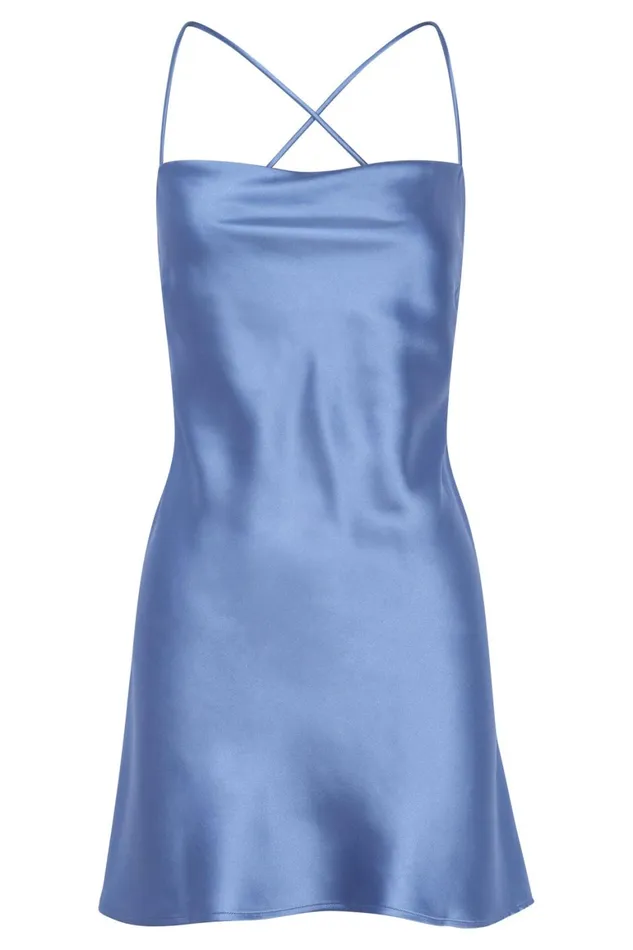 Women Sydney Mini Satin Dress 8211 Powder Blue Powderblue Meshki Mini Dresses
