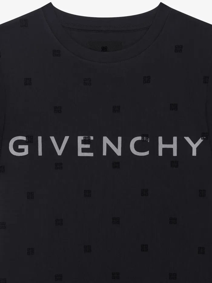 Women TShirts Givenchy Double Layered Fitted Tshirt In Cotton With 4G Tulle Black