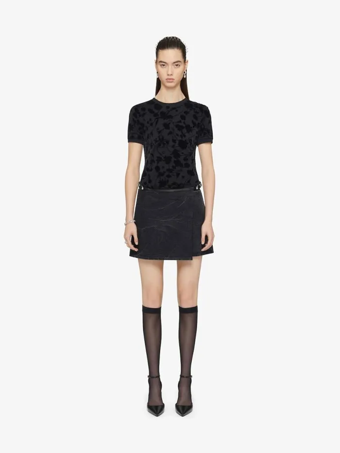 Women TShirts Givenchy Doublelayered Slim Tshirt In Cotton And Tulle Black