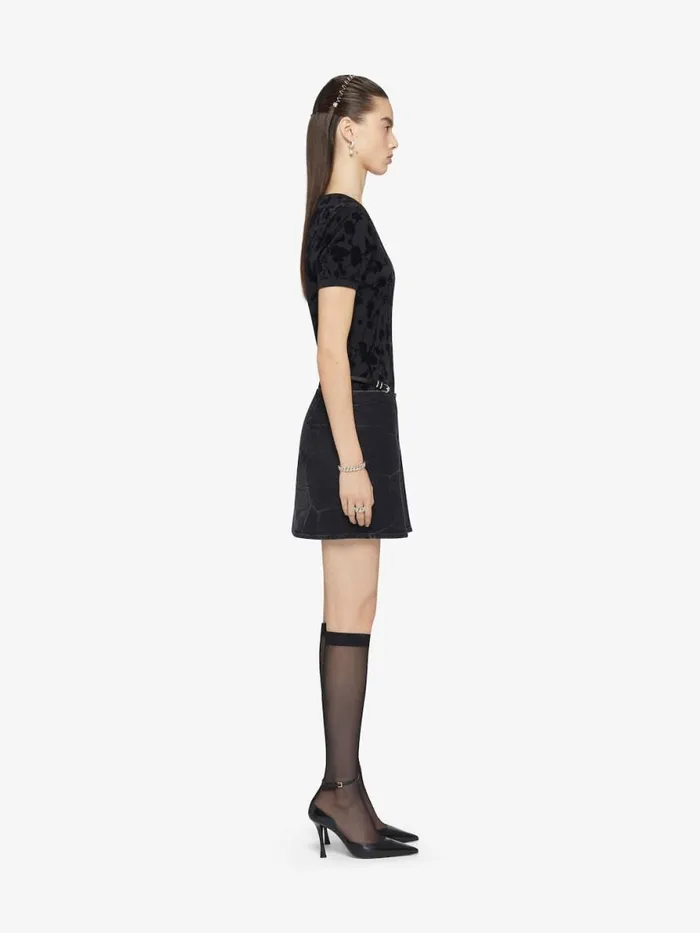 Women TShirts Givenchy Doublelayered Slim Tshirt In Cotton And Tulle Black